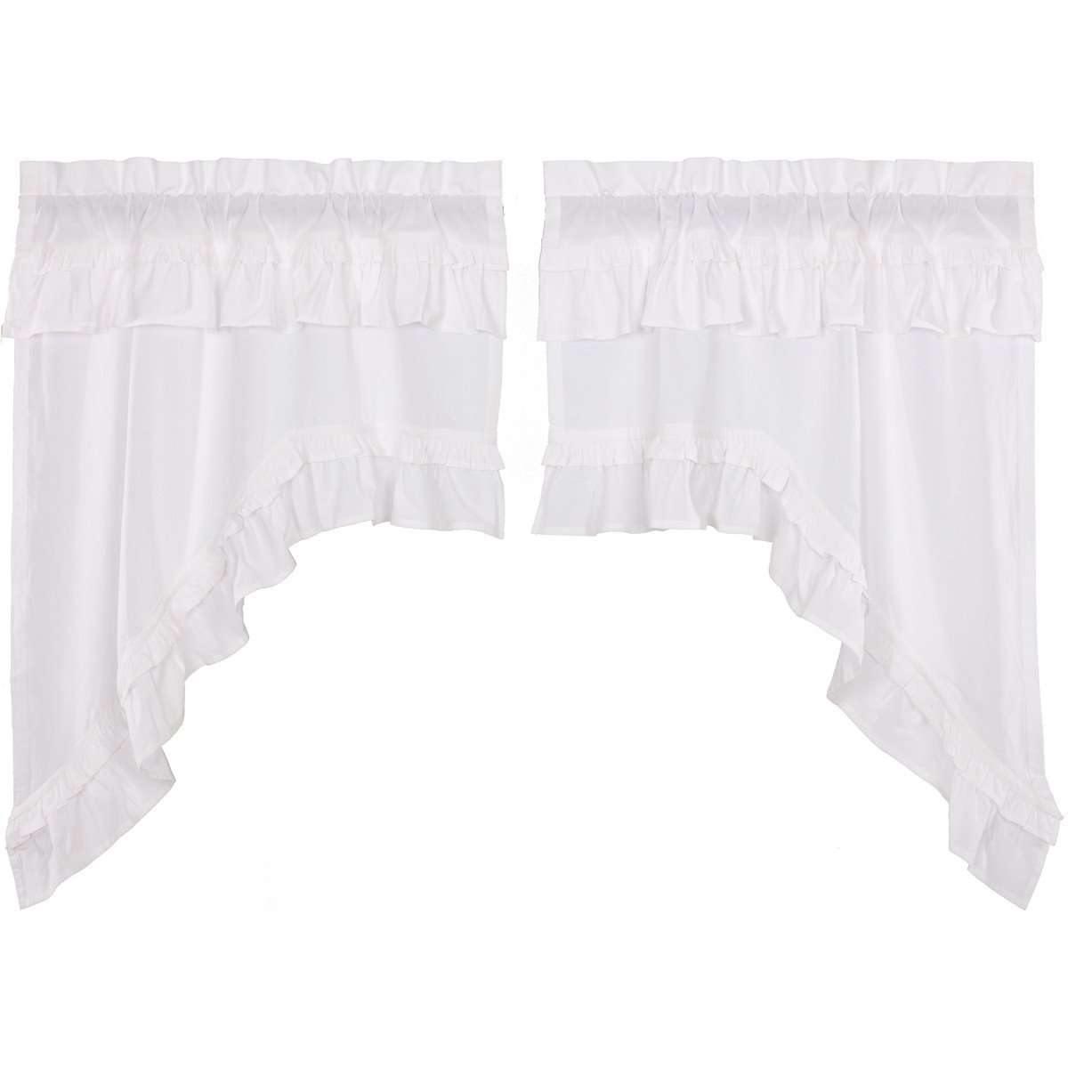 Muslin Ruffled Bleached White Swag Curtain Set of 2 36x36x16 VHC Brands - The Fox Decor
