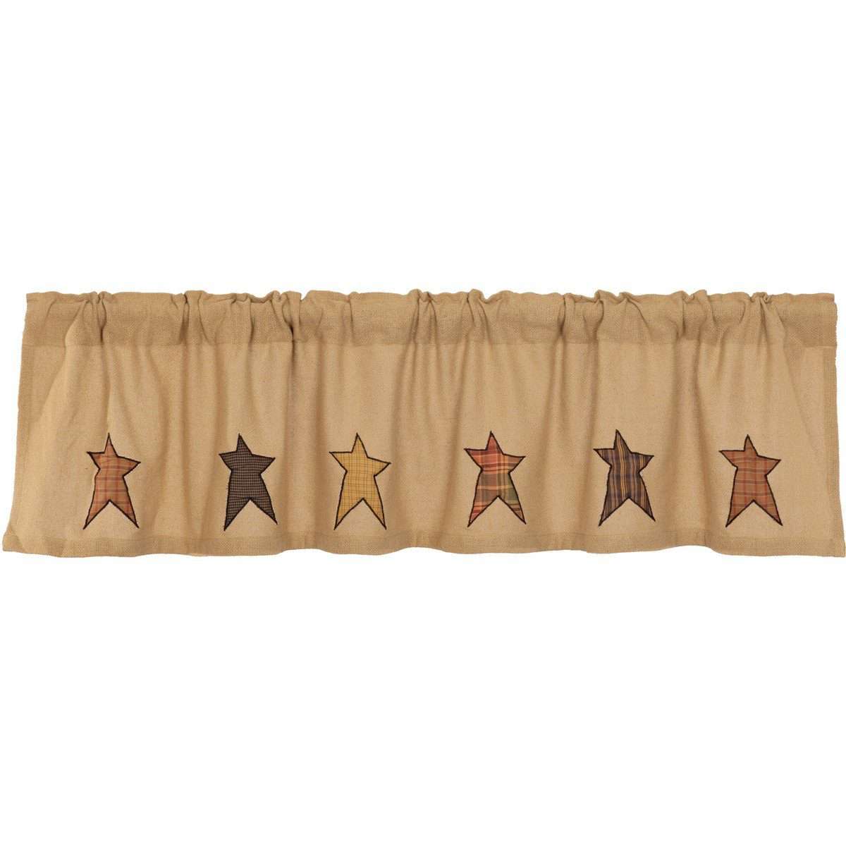Stratton Burlap Applique Star Valance Curtain - The Fox Decor