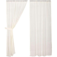 Tobacco Cloth Antique White Short Panel Curtain Fringed Set of 2 63x36 VHC Brands - The Fox Decor