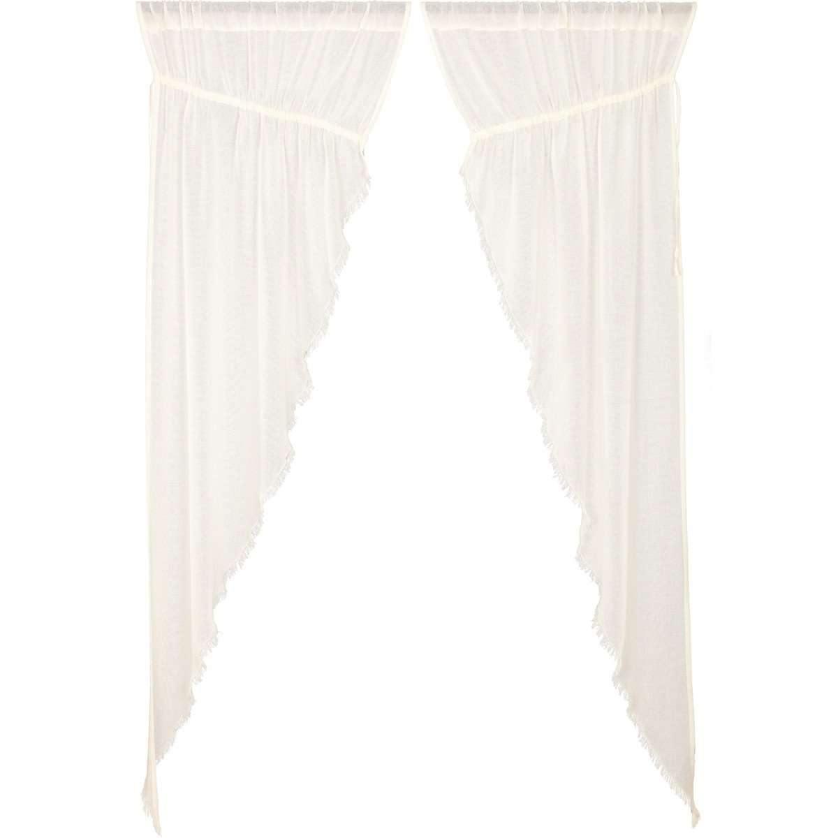 Tobacco Cloth Antique White Prairie Long Panel Curtain Fringed Set of 2 84x36x18 VHC Brands - The Fox Decor