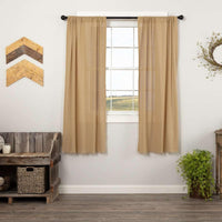 Thumbnail for Tobacco Cloth Khaki Short Panel Curtain Fringed Set of 2 63x36 VHC Brands - The Fox Decor