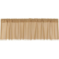 Tobacco Cloth Khaki Valance Fringed Curtain 16x60 VHC Brands - The Fox Decor