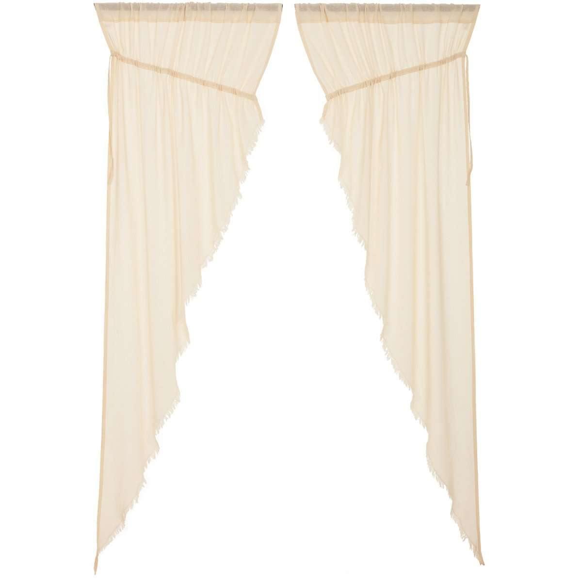 Tobacco Cloth Natural Prairie Long Panel Curtain Fringed Set of 2 84x36x18 VHC Brands - The Fox Decor