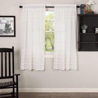 Thumbnail for White Ruffled Sheer Petticoat Short Panel Curtain Set of 2 63x36 VHC Brands - The Fox Decor