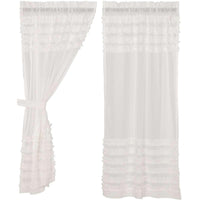 Thumbnail for White Ruffled Sheer Petticoat Short Panel Curtain Set of 2 63x36 VHC Brands - The Fox Decor