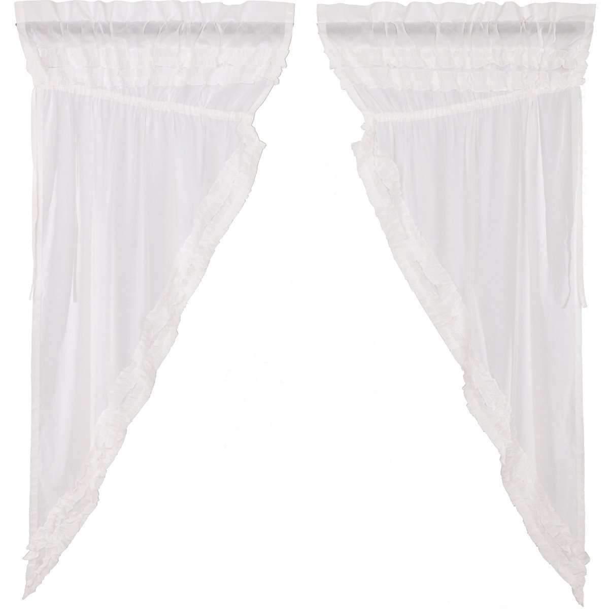 White Ruffled Sheer Petticoat Prairie Short Panel Curtain Set 63x36x18 VHC Brands - The Fox Decor