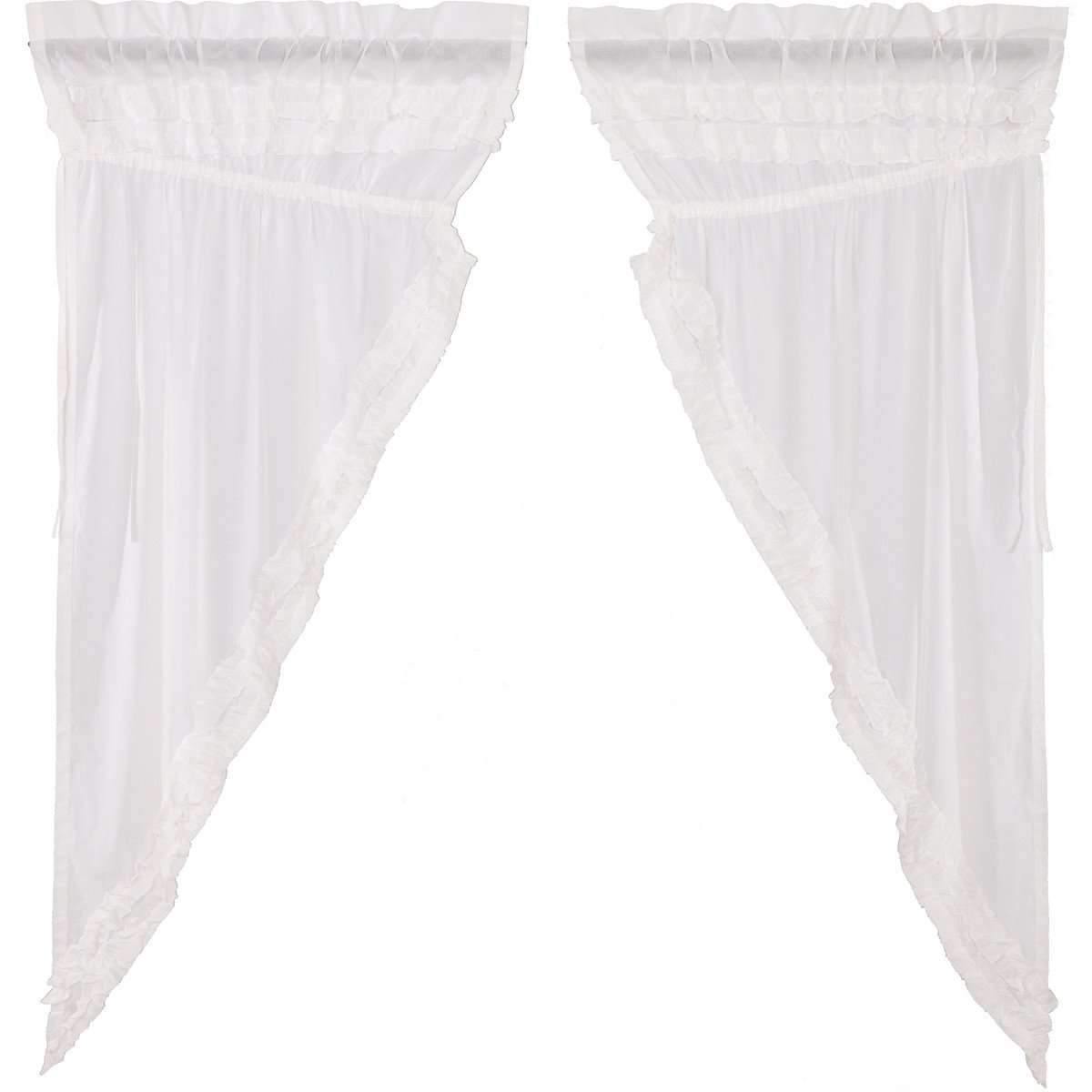 White Ruffled Sheer Petticoat Prairie Short Panel Curtain Set 63x36x18 VHC Brands online