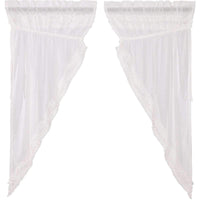 Thumbnail for White Ruffled Sheer Petticoat Prairie Short Panel Curtain Set 63x36x18 VHC Brands - The Fox Decor