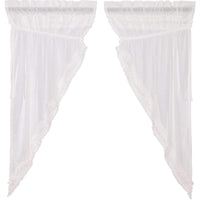 Thumbnail for White Ruffled Sheer Petticoat Prairie Short Panel Curtain Set 63x36x18 VHC Brands online