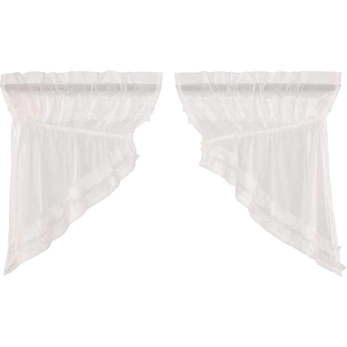 White Ruffled Sheer Petticoat Prairie Swag Curtain Set of 2 - The Fox Decor