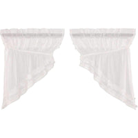 Thumbnail for White Ruffled Sheer Petticoat Prairie Swag Curtain Set of 2 - The Fox Decor