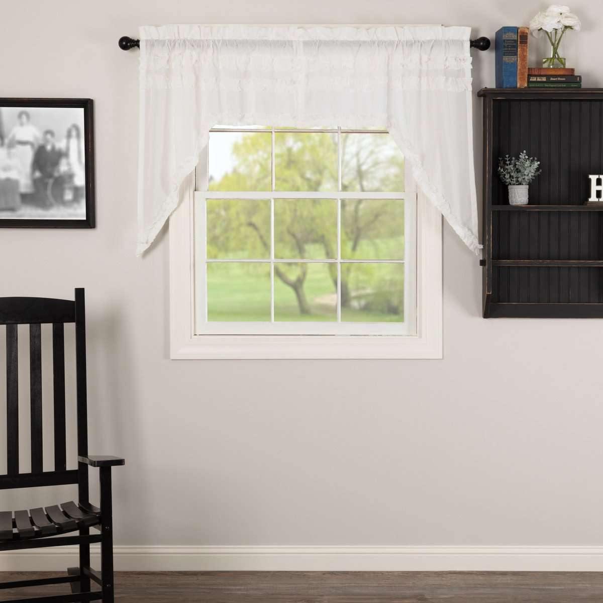 White Ruffled Sheer Petticoat Swag Curtain Set of 2 36x36x16 VHC Brands - The Fox Decor