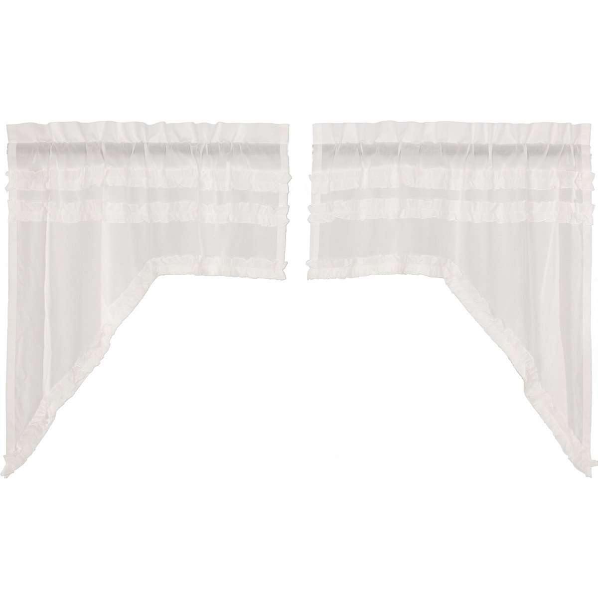 White Ruffled Sheer Petticoat Swag Curtain Set of 2 36x36x16 VHC Brands - The Fox Decor