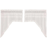 Thumbnail for White Ruffled Sheer Petticoat Swag Curtain Set of 2 36x36x16 VHC Brands - The Fox Decor