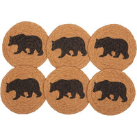 Thumbnail for Wyatt Stenciled Bear Jute Coaster Set of 6 VHC Brands