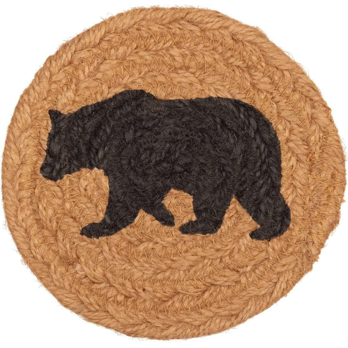 Wyatt Stenciled Bear Jute Coaster Set of 6 VHC Brands - The Fox Decor
