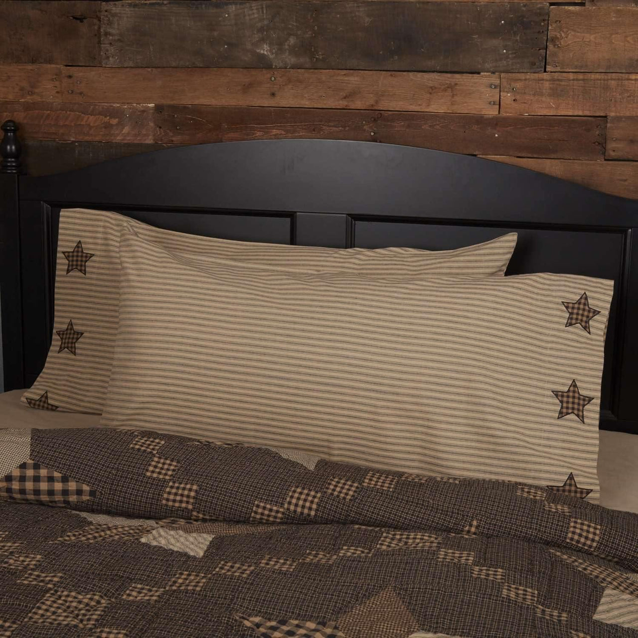 Farmhouse Star King Pillow Case w/Applique Star Set of 2 21x40 VHC Brands - The Fox Decor