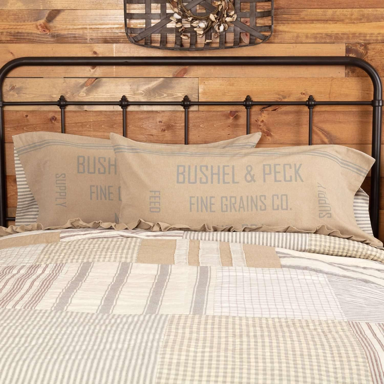 Grace Feed Sack King Pillow Case Set of 2 21x40 VHC Brands - The Fox Decor