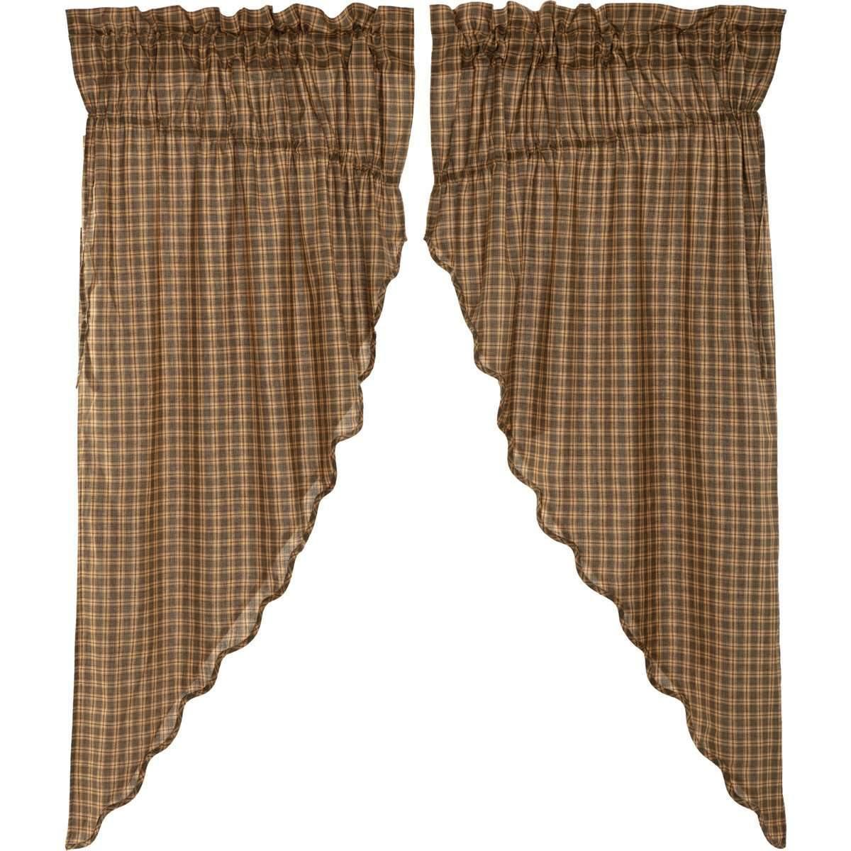 Cedar Ridge Prairie Short Panel Curtain Scalloped Set of 2 63x36x18 VHC Brands - The Fox Decor