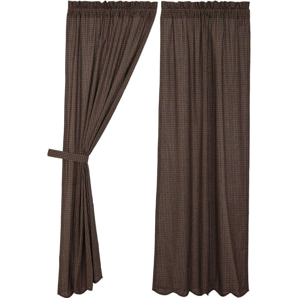 Kettle Grove Plaid Panel Country Curtain Scalloped Set of 2 84