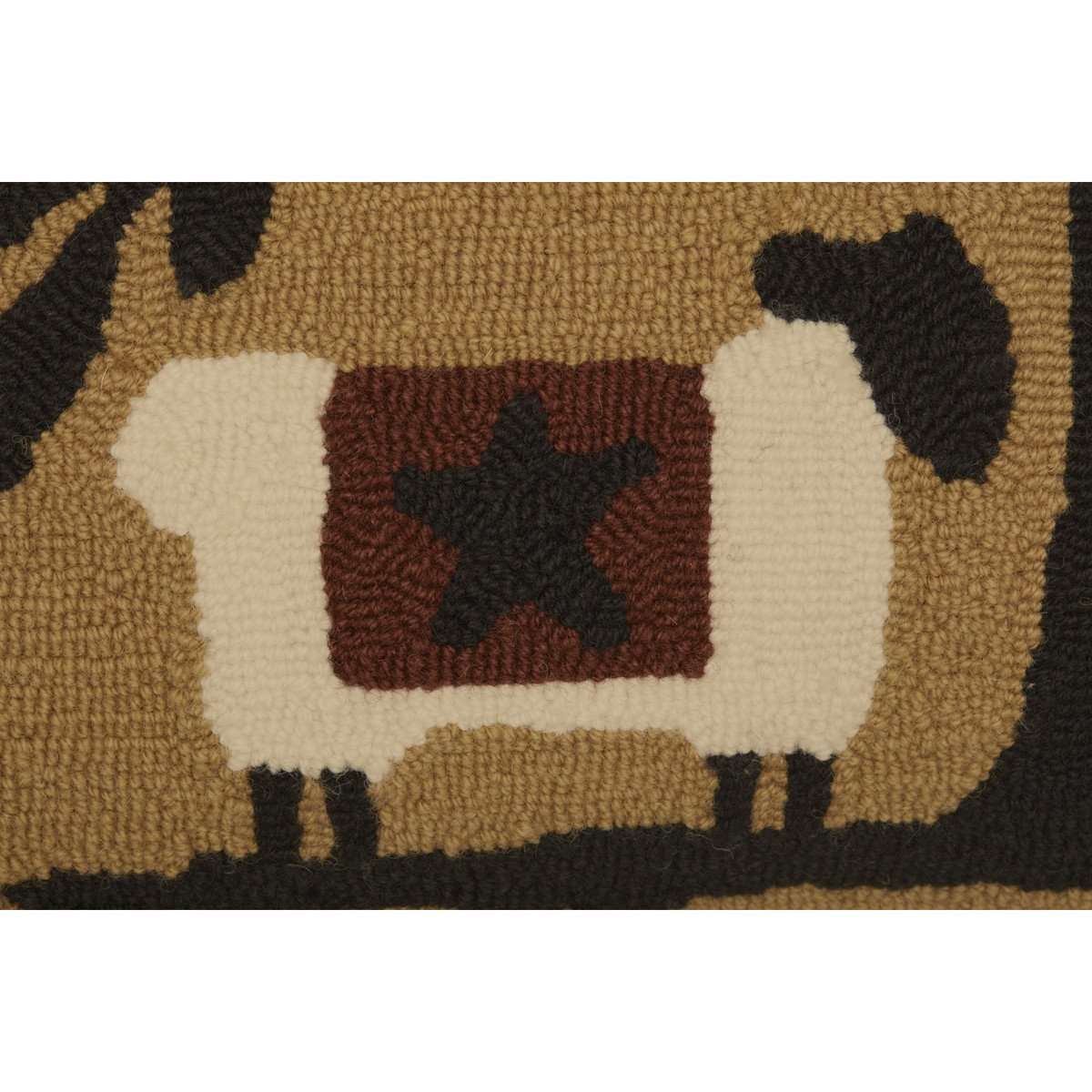 Heritage Farms Sheep and Star Hooked Pillow 14"x22" - The Fox Decor