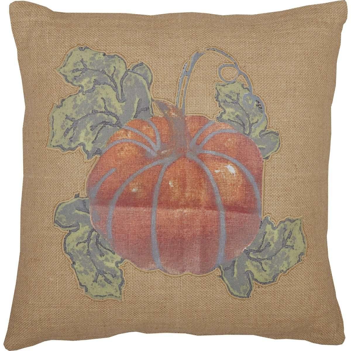 Jute Burlap Natural Harvest Garden Pumpkin Pillow 18x18 VHC Brands - The Fox Decor