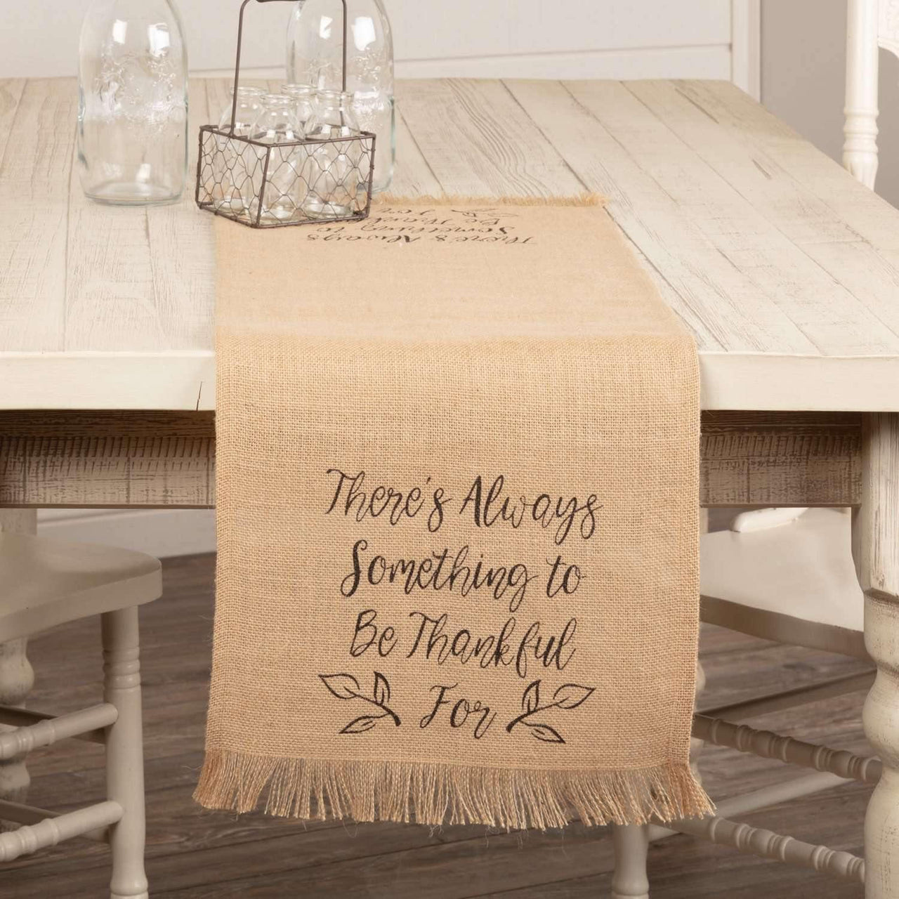 Jute Burlap Natural Thankful Runner 13x36 VHC Brands - The Fox Decor