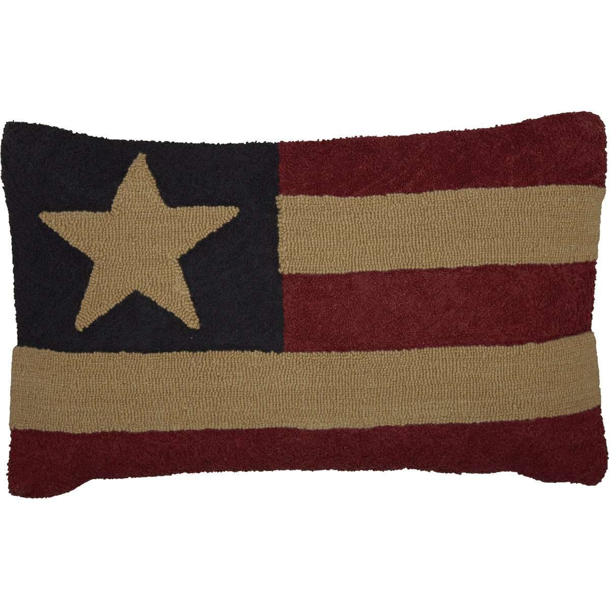 Patriotic Patch Flag Hooked Pillow 14"x22" - The Fox Decor