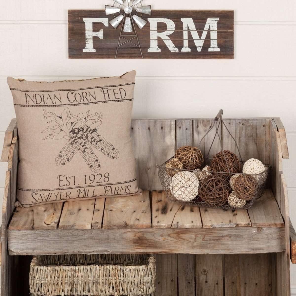 Sawyer Mill Charcoal Corn Feed Pillow 18x18 VHC Brands - The Fox Decor