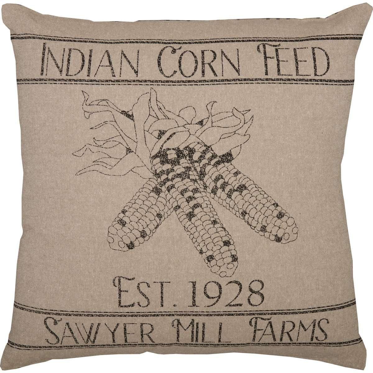 Sawyer Mill Charcoal Corn Feed Pillow 18x18 VHC Brands front