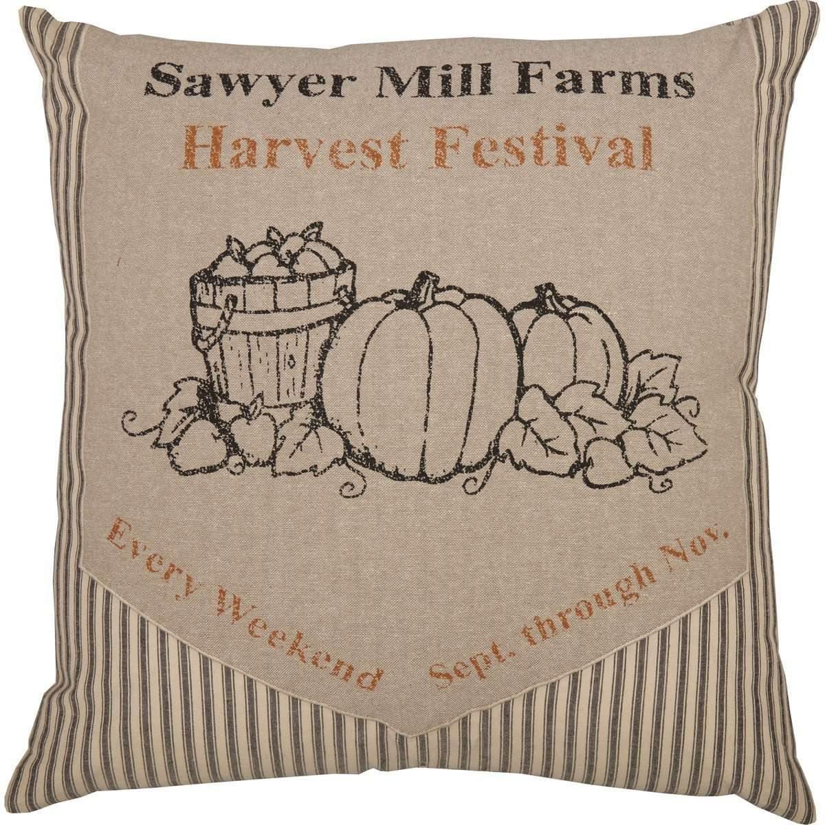 Sawyer Mill Charcoal Harvest Festival Pillow 18x18 VHC Brands