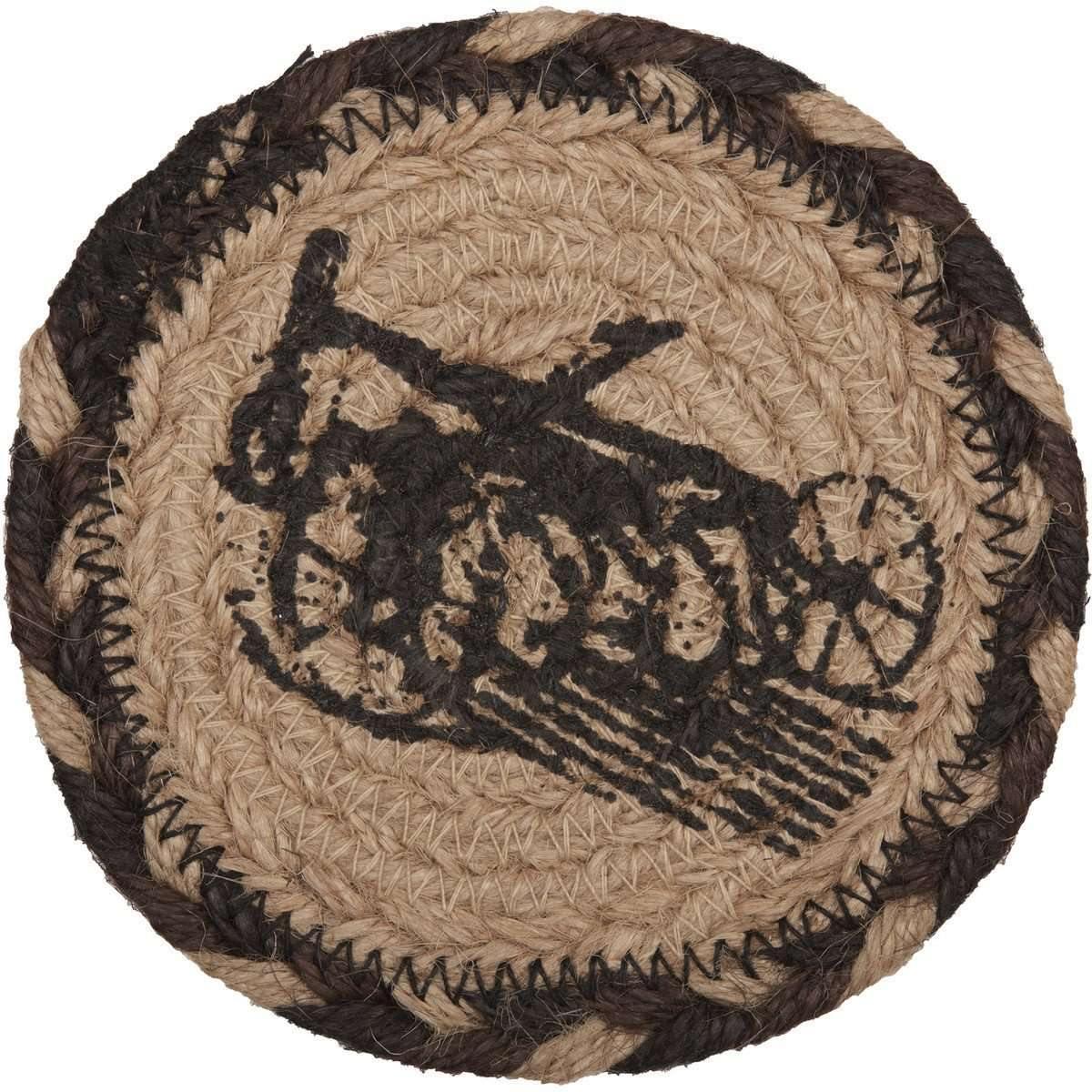 Sawyer Mill Charcoal Plow Jute Coaster Set of 6 VHC Brands - The Fox Decor
