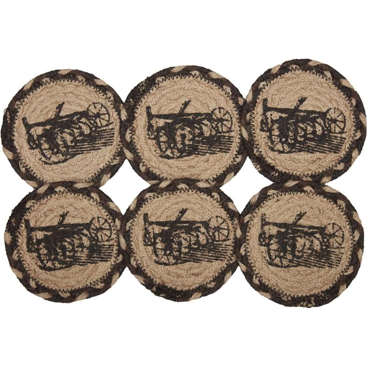 Sawyer Mill Charcoal Plow Jute Coaster Set of 6