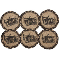Thumbnail for Sawyer Mill Charcoal Plow Jute Coaster Set of 6 VHC Brands - The Fox Decor