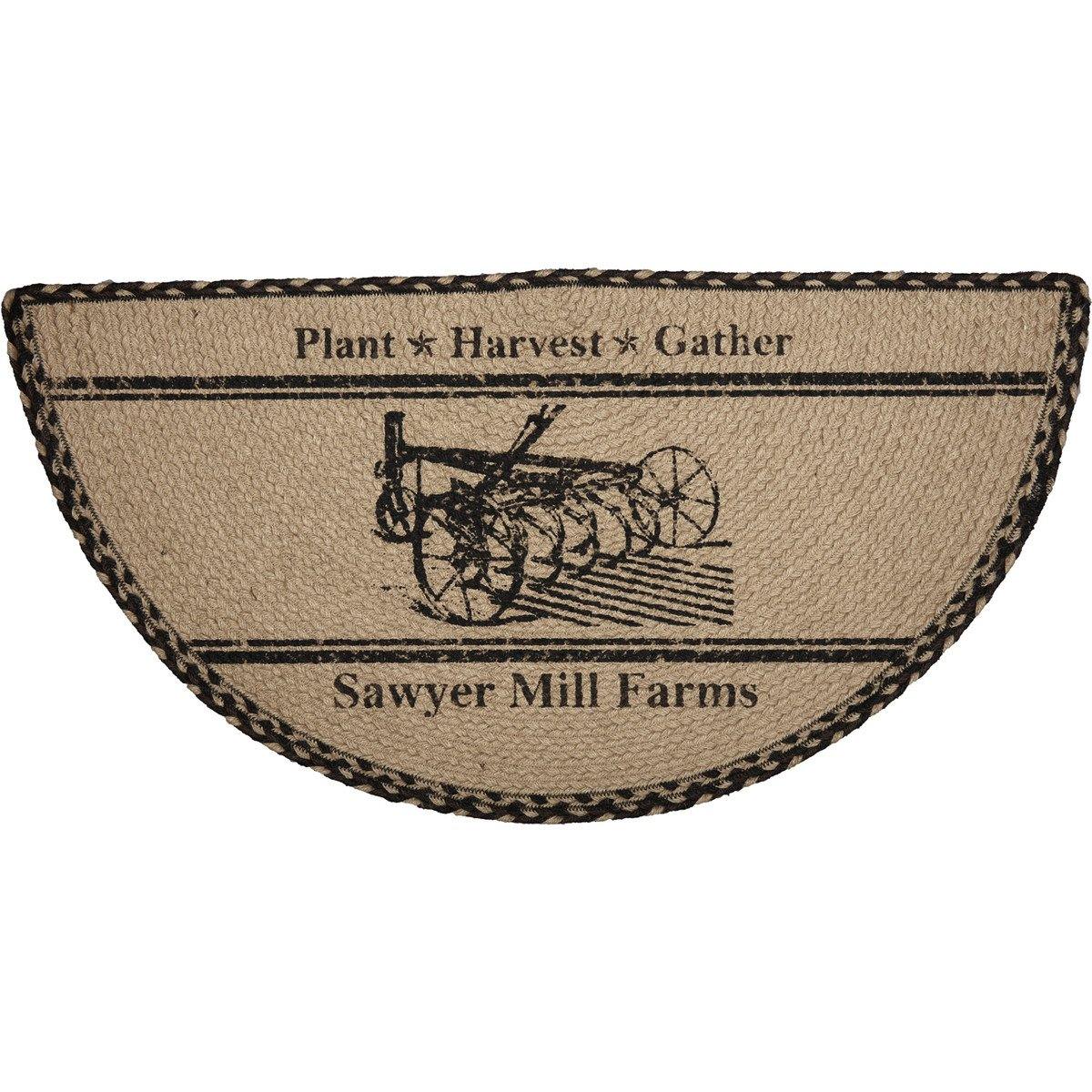 Sawyer Mill Charcoal Plow Jute Half Circle Rug 16.5"x33" VHC Brands - The Fox Decor