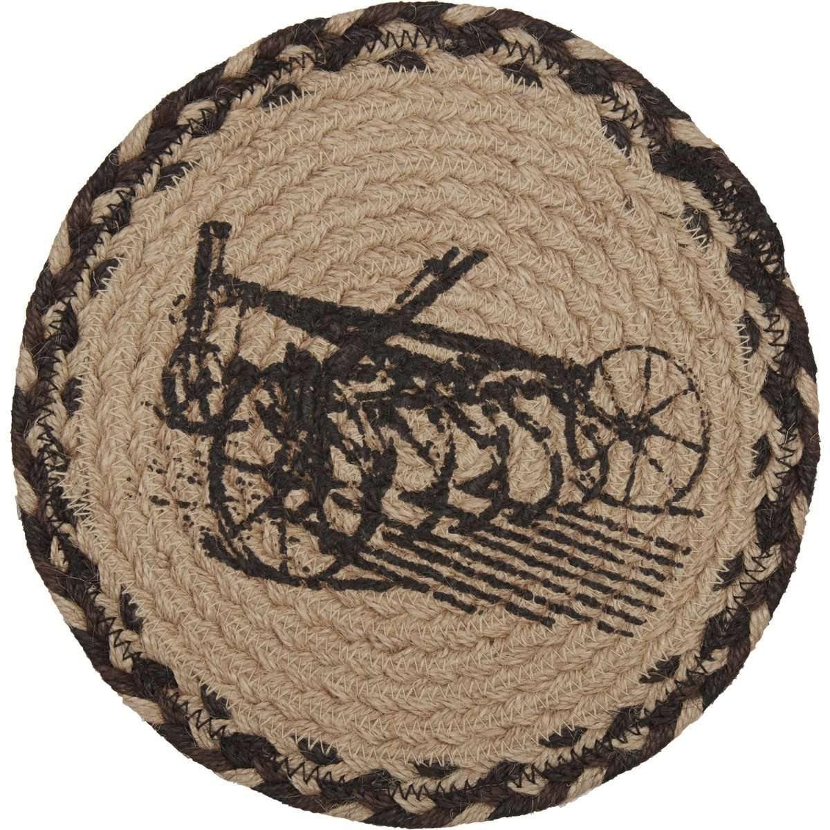 Sawyer Mill Charcoal Plow Jute Trivet 8" VHC Brands - The Fox Decor