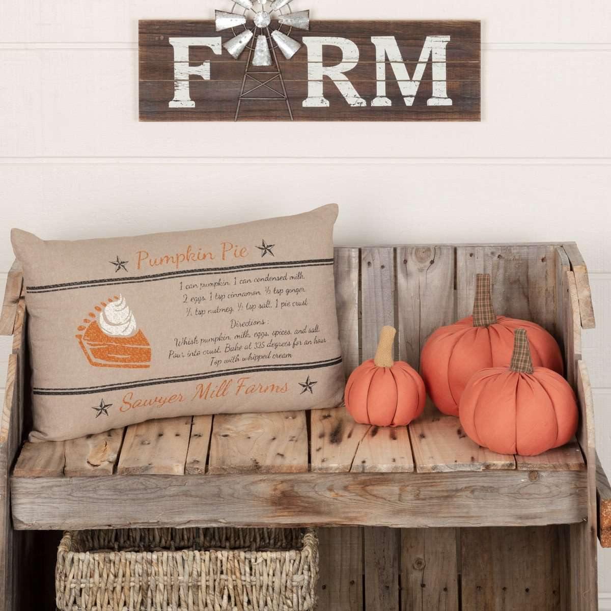 Sawyer Mill Charcoal Pumpkin Pie Recipe Pillow 14x22 VHC Brands - The Fox Decor