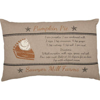Thumbnail for Sawyer Mill Charcoal Pumpkin Pie Recipe Pillow 14x22 VHC Brands front