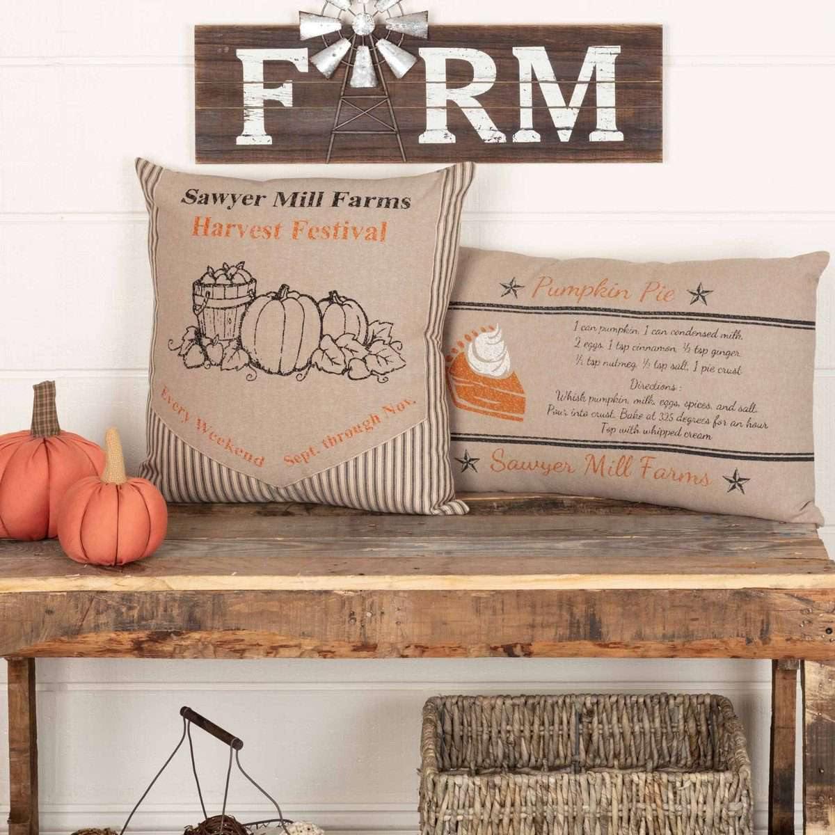 Sawyer Mill Charcoal Pumpkin Pie Recipe Pillow 14x22 VHC Brands online