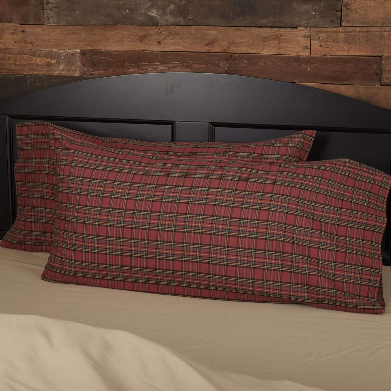 Tartan Red Plaid King Pillow Case Set of 2 21x40 VHC Brands - The Fox Decor