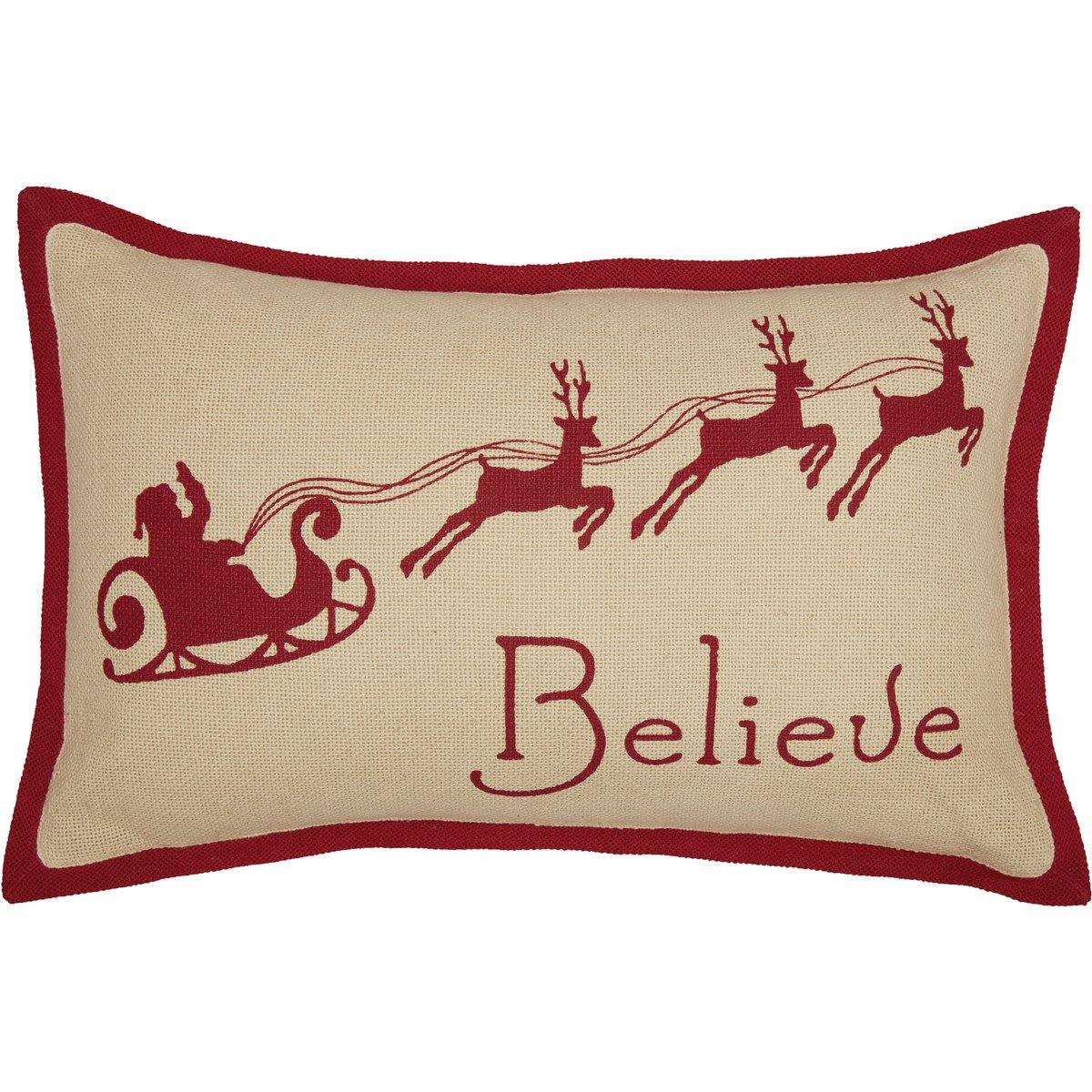 Burlap Santa Believe Pillow 14"x22" - The Fox Decor