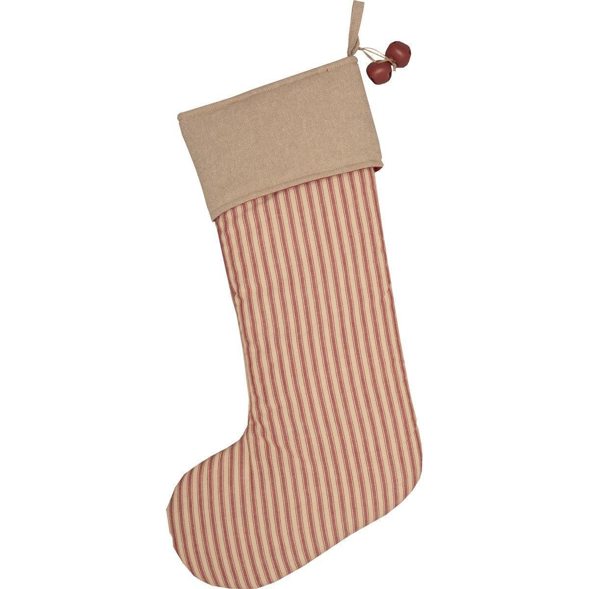 Sawyer Mill Red Ticking Stripe Stocking 12x20 VHC Brands - The Fox Decor
