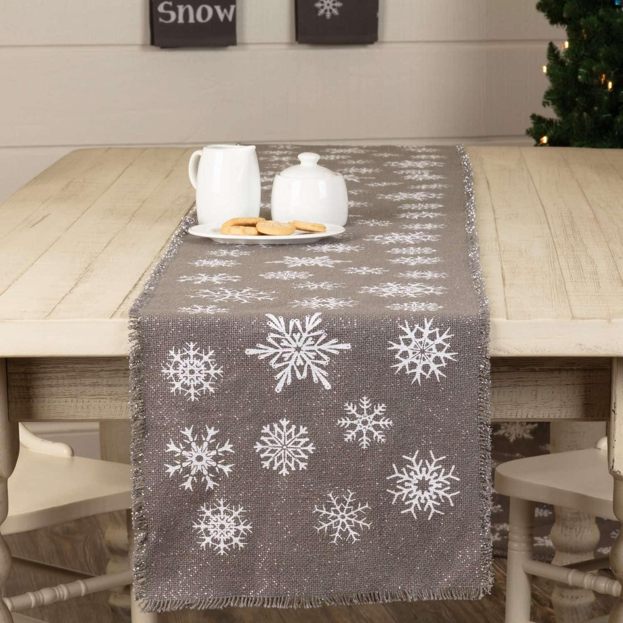 Snowflake Burlap Grey Runner 13x90 VHC Brands - The Fox Decor