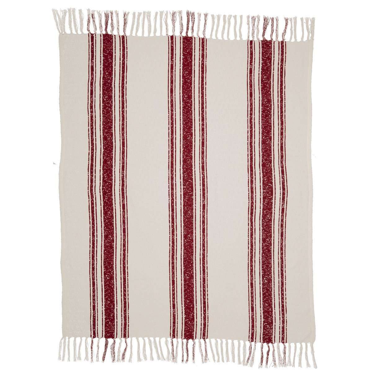 Antique Red Stripe Woven Throw 60" x 50" White, Red VHC Brands - The Fox Decor