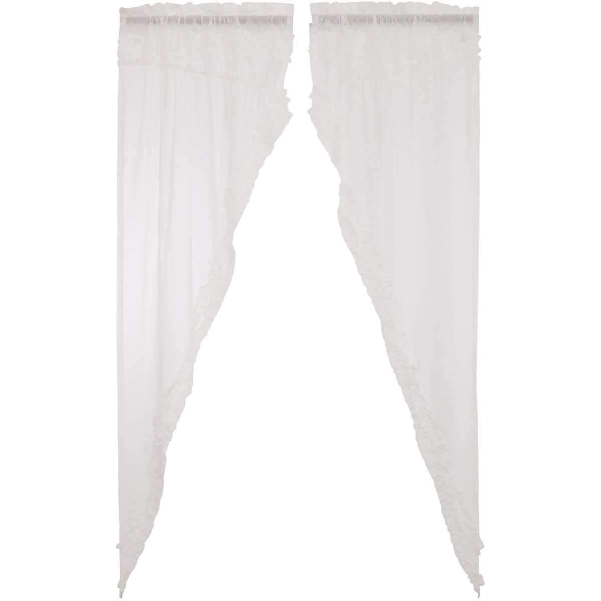 White Ruffled Sheer Petticoat Prairie Long Panel Set of 2 - The Fox Decor