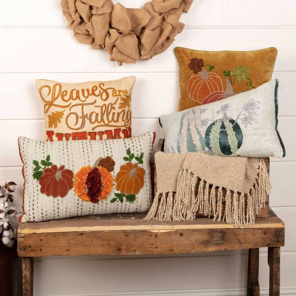 Embroidered Gourd Pillow 14x22 VHC Brands online