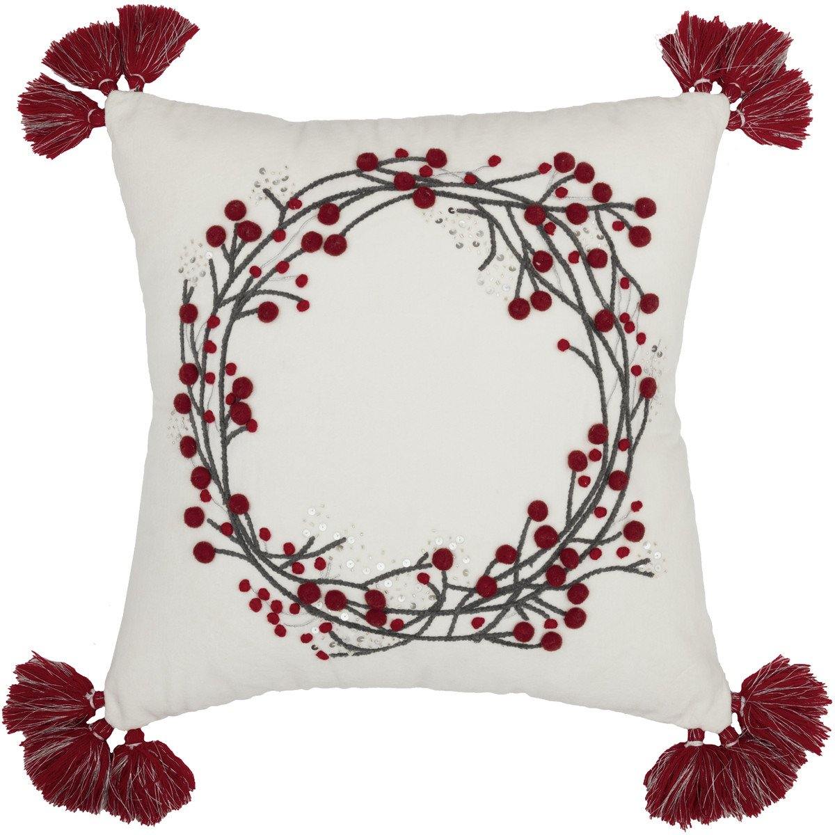 Wreath Pom Pom Pillow 18"x18" - The Fox Decor