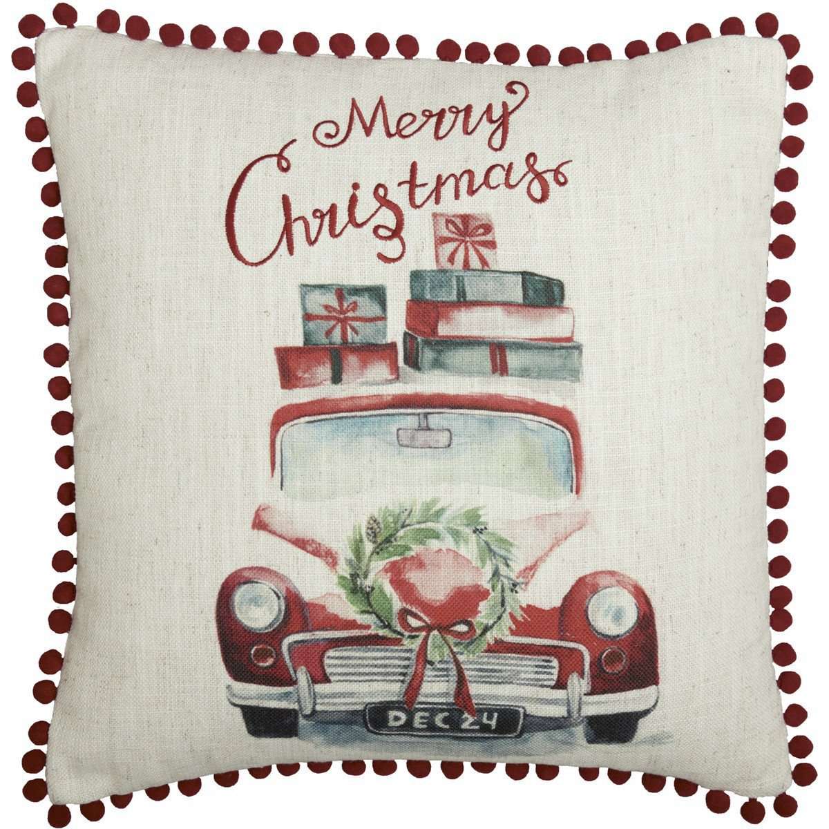 Merry Christmas Red Truck Pillow 18" - The Fox Decor