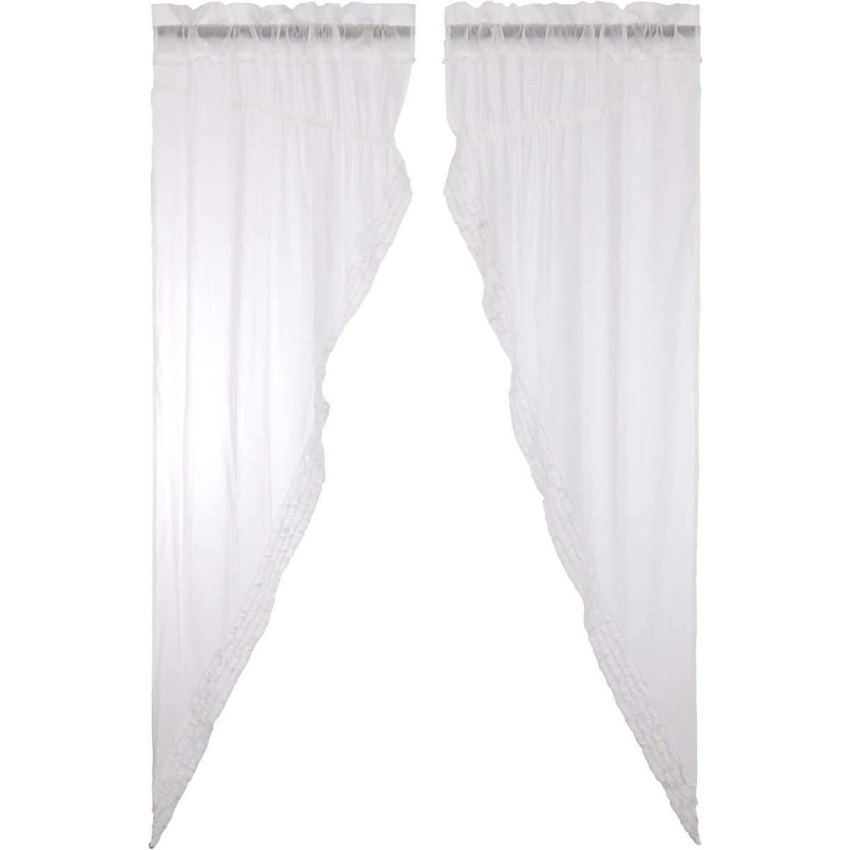 White Ruffled Sheer Prairie Long Panel Set of 2 - The Fox Decor