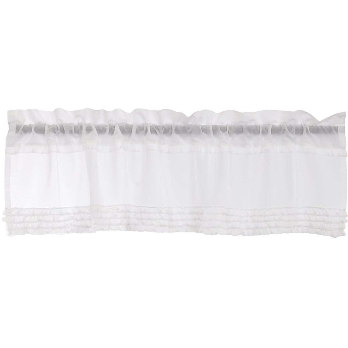 White Ruffled Sheer Valance Curtain 16x60 - The Fox Decor